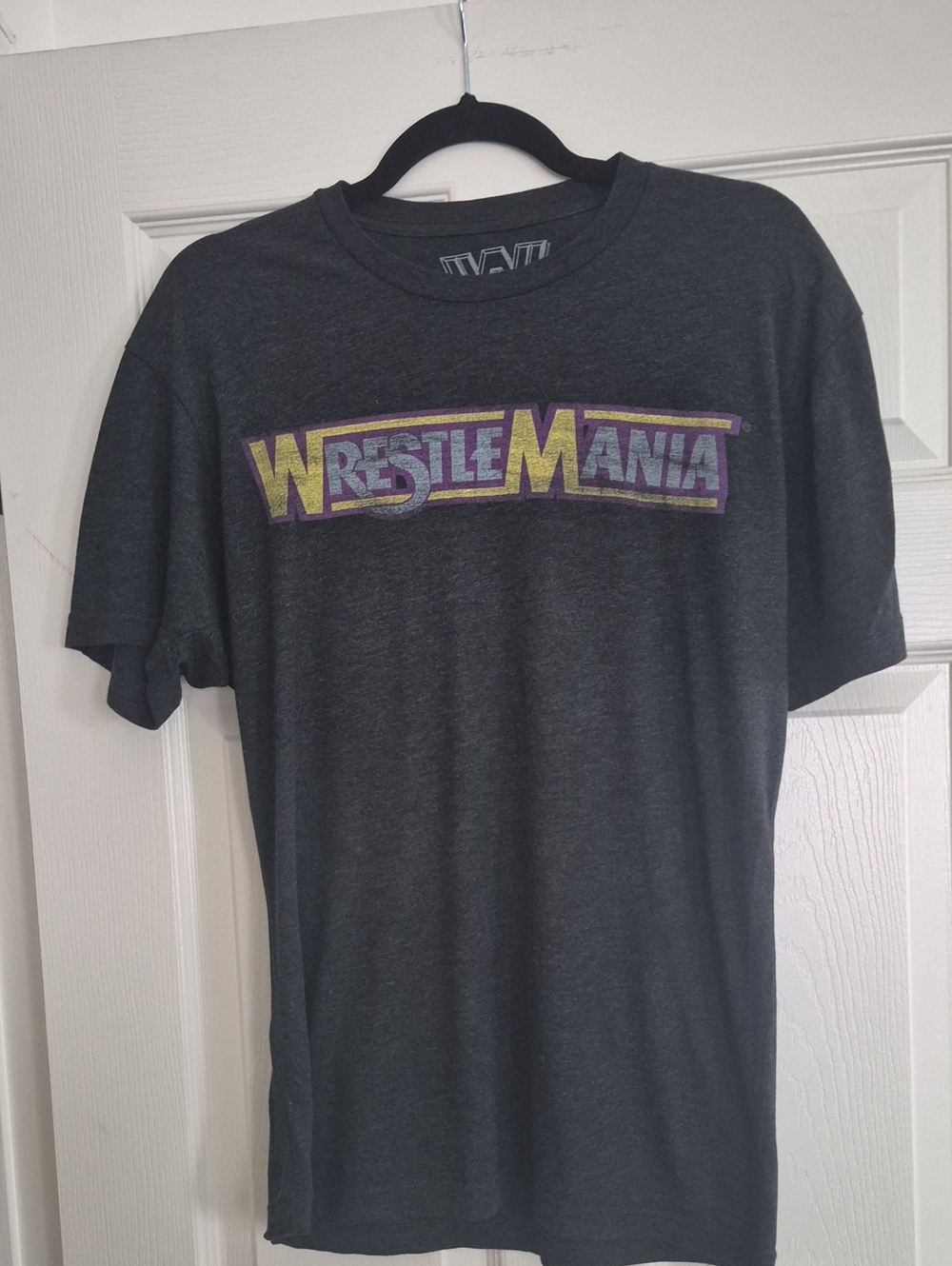WWE WrestleMania Logo Tee - Charcoal with Yellow & Purple